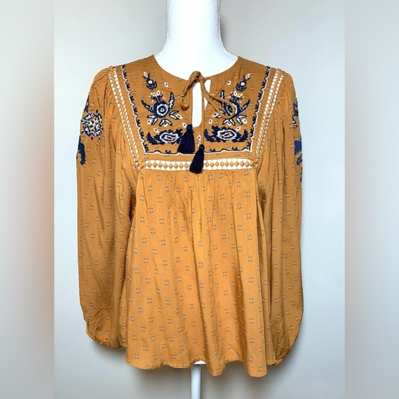 Lovestitch Women Boho Embroidered Floral Top Blouse Size Small - Picture 1 of 8